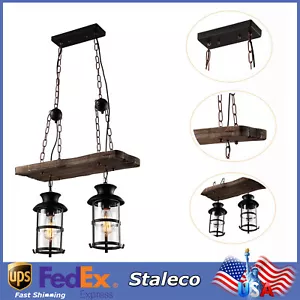 2Light Rustic Chandelier Lamp Industrial Ceiling Pendant Light Fixture Farmhouse - Picture 1 of 24