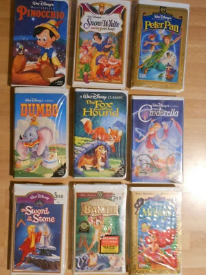 9 VHS Disney classics BLACK DIAMOND Fox & The Hound Dumbo Cinderella & 6 others - Image 1 of 4