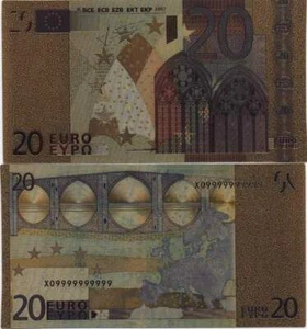 Fantasie Biljet billet goud met kleur gekleurd / gold colored - 20 euro (A137) - Bild 1 von 1