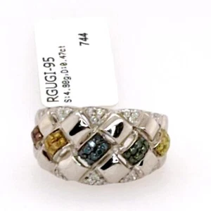 Anillo de plata de ley 925 con banda de diamantes tratados multicolor de 0,47 quilates - Imagen 1 de 5