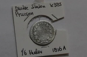 🧠🇩🇪 GERMANY PRUSSIA 1/6 THALER 1816 A SILVER B66 #1019 - Picture 1 of 4