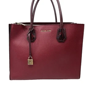 #MICHAEL KORS Akkordeon-Tasche Mercer strukturiertes genarbtes Leder Python akzentuiert - Bild 1 von 12