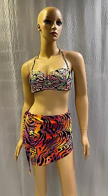 NUEVO NATORI NATACIÓN $118 KOKO ANIMAL PRINT ENVOLTURA ELÁSTICA PAREO ENCUBRIMIENTO XS/S Foto 1 de 4