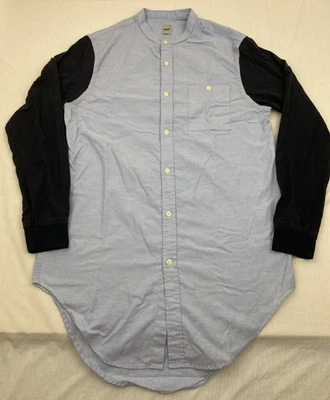 ASOS Mens Button Up Shirt Blue Size Medium Collarless  Long And Tall - Image 1 of 4