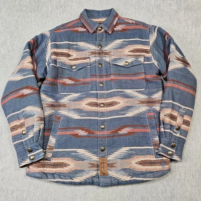 Chaqueta Camisa Ariat Para Hombres M Azul Chimayo Sherpa Forrada Cazadora Azteca Occidental Foto 1 de 4