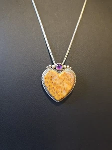 Vintage Sterling Silber, Jaspis und Amethist Herz Pin oder Anhänger KA 925 - Bild 1 von 8