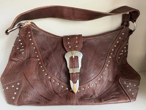 Hand Tooled Leather Handbag - Made In Paraguay Western - Picture 1 of 8
