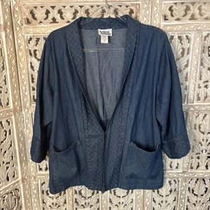 Anthony Richards Lightweight Kimono Jacket 2 Pockets Open Front 3/4 Sleeve SZ MP - Picture 1 of 11