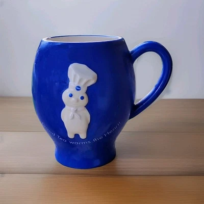 Taza de café azul 3d Pillsbury Doughboy 2004 TPC rara Foto 1 de 4