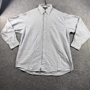 Camisa Tommy Hilfiger Para Hombres Abotonada Manga Larga Grande Blanca Cuadros Algodón Logo - Imagen 1 de 8