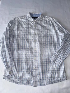 Mens Tommy Hilfiger Long Sleeve White Check Shirt Classic Fit - Size L - Picture 1 of 9
