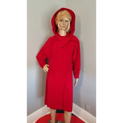 60s Vintage Snooty Fox  Bright Cherry Red Velvet Coat - M - Image 1 of 4