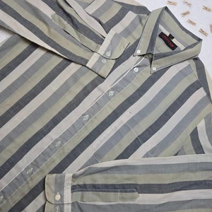 VINTAGE Sasson New York Paris Striped Button Down Shirt Men L 16 1/2 Long Sleeve - Picture 1 of 13