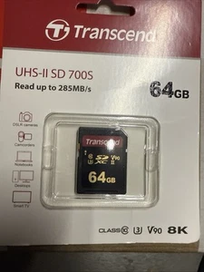 64GB Transcend 700S SDXC UHS-II U3 V90 SD Memory Card CL10 285MB/sec MLC Flash - Picture 1 of 1