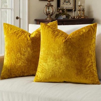 Velvet Throw Pillow Covers Set of 2, Soft Neutral Decorative Pillow Cases wit... - Image 1 of 4