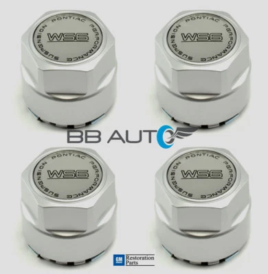 NEW 1987-1992 FIREBIRD TRANS AM GTA WS6 ALUMINUM WHEEL CENTER CAPS SILVER GREY - Image 1 of 4