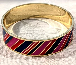 Brazalete Brazalete LC Lauren Conrad Metal Esmaltado Multicolor Tono Dorado Rayas - Imagen 1 de 6