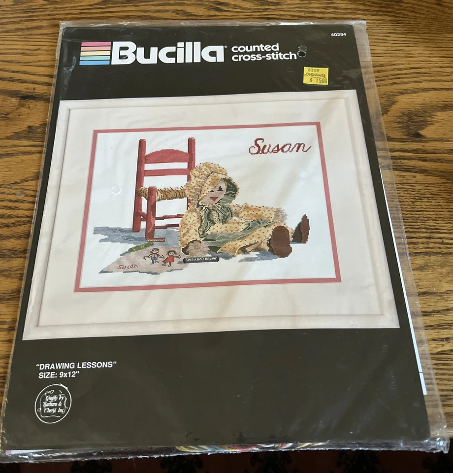 Bucilla Counted Cross Stitch Kit Drawing Lessons Doll #40294