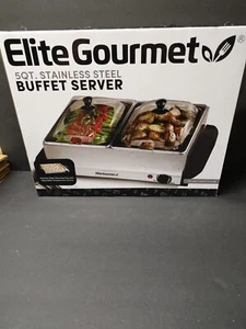 Elite Gourmet Dual Server Food Warmer, Adjustable Temp W/ Warming Tray #EWM-6122 - Picture 1 of 8