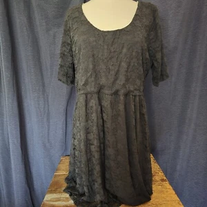 Annabelle Black Lace 3/4 Sleeve Lined Mini Dress Size 2X - Picture 1 of 13