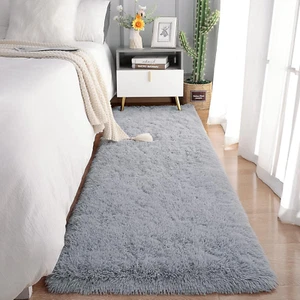 Soft Runner Rugs for Bedroom Living Room Plush Fluffy Rug 2X6 Feet, Grey - Picture 1 of 12