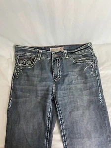 LAGUNA BEACH Jeans Mens size 38X34 Skull Thick Stitched Bling - Picture 1 of 12