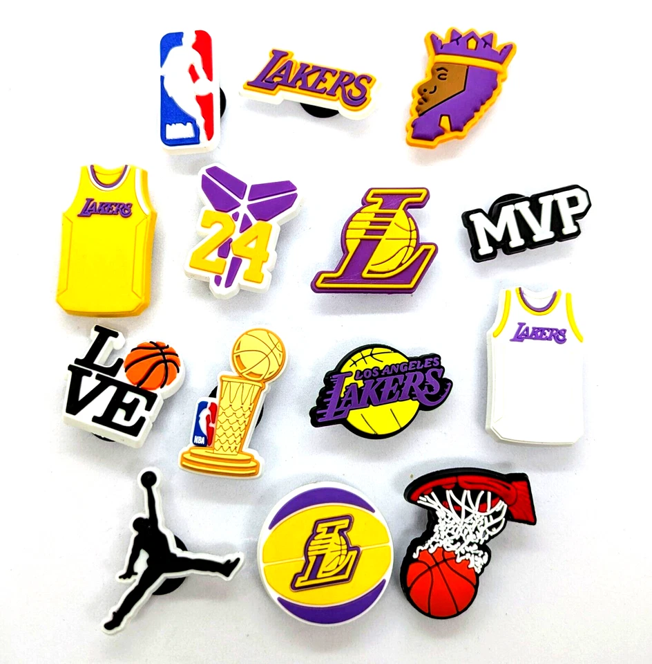 LOS ANGELES LAKERS ZAPATOS DIJES (14 piezas) Baloncesto Genial Regalo Accesorios Conjunto Lote Foto 1 de 4
