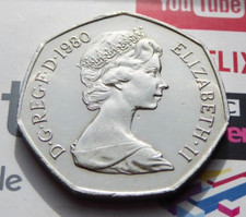 HIGH GRADE 1980 ELIZABETH II LARGE DECIMAL 50p 43rd BIRTHDAY GIFT (22) ''