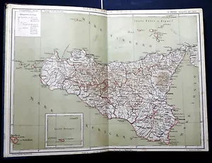 1893 Original Mappa Geografica della SICILIA,SICILY, SICILiEN.ITALIA.Cm 35 x 26 - Foto 1 di 1