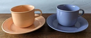 Nancy Calhoun Dinnerware Teacups & Saucers, Coffee Cup, Violet, Light Peach - Picture 1 of 9