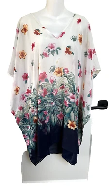 Tommy Bahama Estampado Floral Cuello en V Kimono Túnica Natación Encubrimiento Gasa Talla L/XL Foto 1 de 4