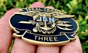 Navy Seals Savage Seal Team 3 NSW Trident Punisher Skull Flag Challenge Coin CPO - Imagen 1 de 14