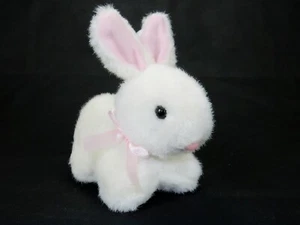 5" Plush Easter Basket Bunny, White Fur w/Pink Ears & Nose, Cuddly Toddler Toy - Picture 1 of 9