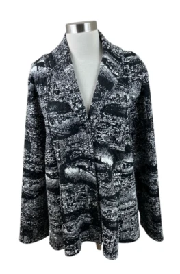 Comfy USA Jacket Size 2X Black White Knit Lagenlook Artsy Jacket - Image 1 of 4