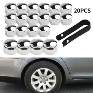 Tout Neuf Cache Écrou Roue Boulons 20x 17mm Chrome Facile Pour Rechange - Picture 1 of 12