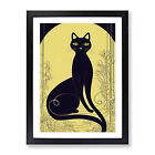 Cat In Art Nouveau No.3 Wall Art Print Framed Canvas Picture Poster Decor