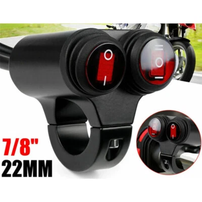 Motorcycle Headlight Dual Button Switch Spot Light ON OFF Handlebar Accessories - Image 1 of 4