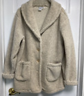 WinterSilks Teddy Coat Women's Large silk lining Button Up  Sherpa Beige Pockets