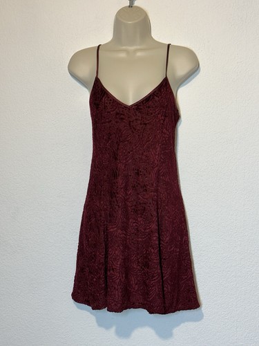 UNDERCOVER Victorias Secret M Chemise Vestito Slip Velluto Burnout Rosso Profondo Capriccioso Fata