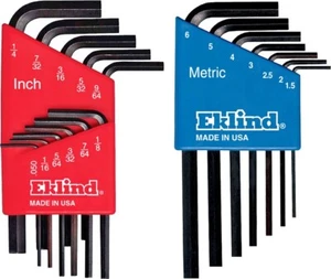 Eklind Stubby Hex Wrench Key Set 18pc .050-1/4in. 1.5-6mm Metric SAE USA 10518 - Picture 1 of 6