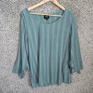W5 Anthropologie Top Womens XL Blue Striped Scoop Neck Polyester Blend Casual - Picture 1 of 7
