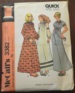 Vintage 70er McCall's 3382 Muster Gr. Large Brust 38-40" Nachthemd Schnitt komplett 1972 - Bild 1 von 2