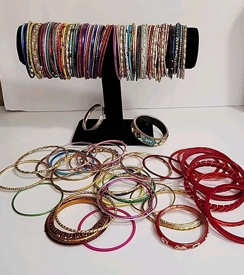 Lot of 125 Colorful Bangle Bracelets Ethnic Assorted Sizes Styles Materials 892 - Image 1 of 4