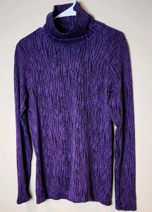 "NEW" Athleta sz L Flurry Elemental Seamless Turtleneck Purple Top (17.5"x27.5") - Picture 1 of 6