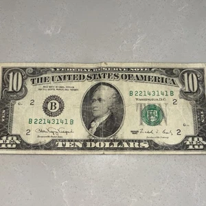 1990 $10 Ten Dollar Bill Federal Reserve Note  Vintage Old Currency - Picture 1 of 6