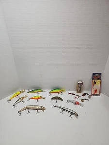 Fishing Lures 14 pcs Mixed Lot Lures Fish Hooks Tackle Mepps, Rapala - Picture 1 of 5