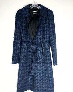 DOLCE & GABBANA Navy Blue Houndstooth Tweed Women's Coat Size 42 TMC - Picture 1 of 14