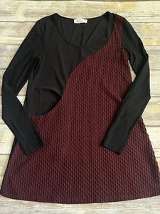 DECA Paris France Dress /Tunic In Black & Burgundy- Sz US 6 - Picture 1 of 6