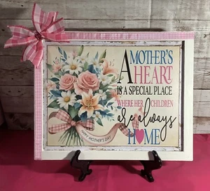 Mothers Day Mom Gift Art Sign Plaque W/ Removable Ribbon & Bow Easel Included - Picture 1 of 5