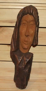 Vintage Handschnitzerei Holz Wandbehang Figur Mann Portrait - Bild 1 von 7